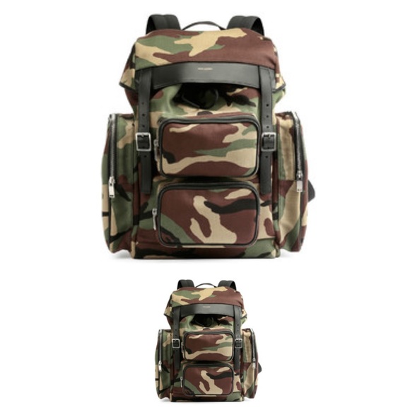 Saint Laurent Utilitarian Camo Print Backpack Green Multi - Picture 11 of 11